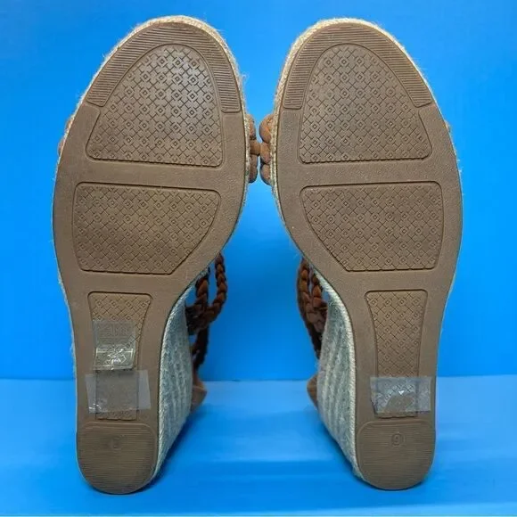 Tory Burch Bailey Braided Ankle Strap SOHO Lux Suede Espadrille Wedge Sandals 9 - Picture 8 of 13